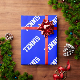 TENNIS Pret Wit Tekst Op Koninklijk Blauw Cadeaupapier
