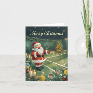 Tennis  Prettig kerstfeest  Kerstman op de baan Feestdagen Kaart