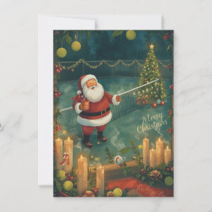 Tennis  Prettig kerstfeest  Kerstman op de baan Feestdagenkaart