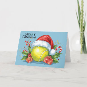 Tennis Prettig Kerstmis tennisbal op het veld H Feestdagen Kaart