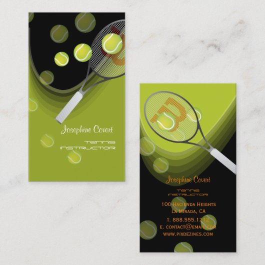 Tennis pro, tennisinstructeurs visitekaartjes (Voorkant / Achterkant)