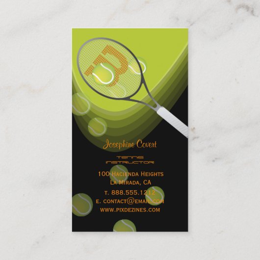 Tennis pro, tennisinstructeurs visitekaartjes (Achterkant)