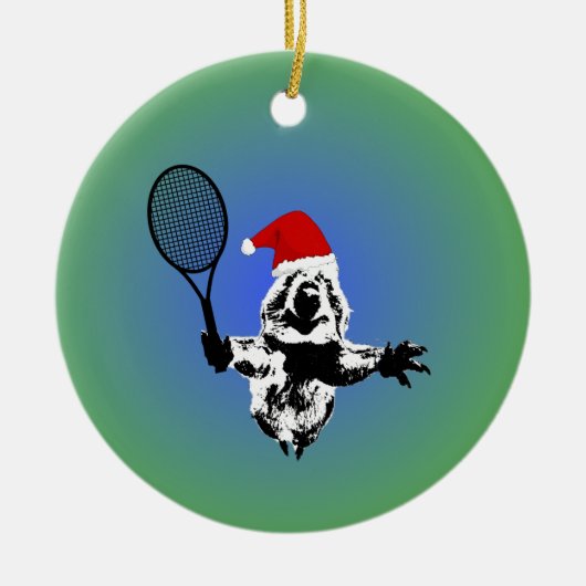 Tennis Quokka kerstversiering Keramisch Ornament (Voorkant)