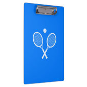 Tennis-racets met een bal op blauwe achtergrond klembord (Rechts)