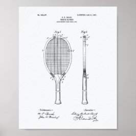 Tennis Racket 1907 Whitepaper over patenten Poster
