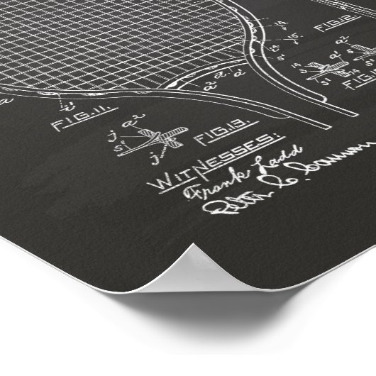 Tennis racket 1916 Patent Art - Chalkboard Poster (Hoek)