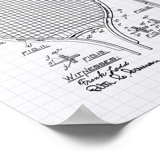 Tennis racket 1916 Patent Art - Lined Peper Poster (Hoek)