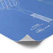 Tennis Racket 1921 Patent Art Blueprint Poster (Hoek)