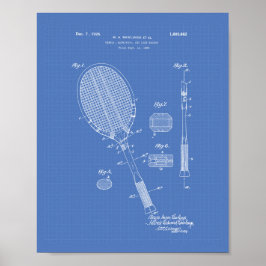 Tennis Racket 1925 Patent Art Blueprint Poster