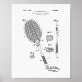 Tennis Racket 1925 Whitepaper over patentkunst Poster (Voorkant)