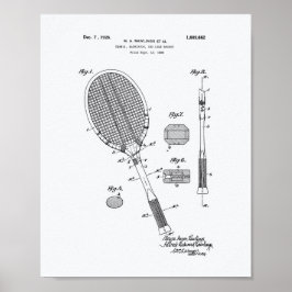Tennis Racket 1925 Whitepaper over patentkunst Poster