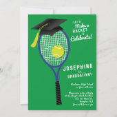 Tennis Racket Afstuderen Party Uitnodiging (Voorkant)