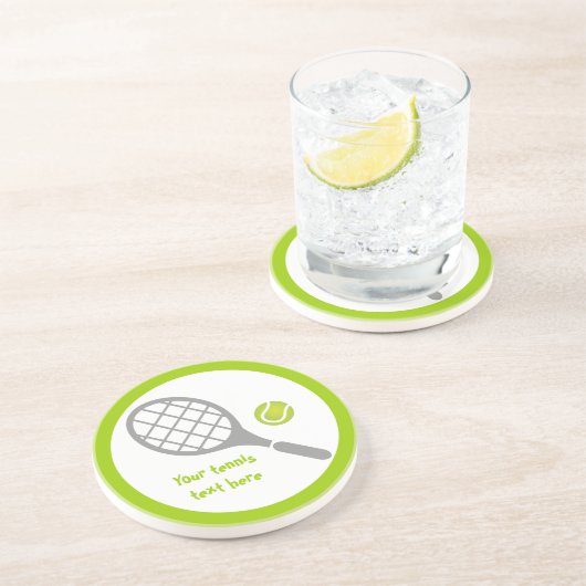 Tennis racket and ball custom zandsteen onderzetter (Zijkant)