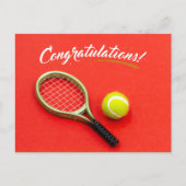 Tennis racket and ball felicitaties met rood briefkaart (Voorkant)