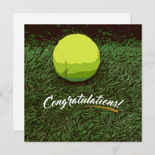 Tennis racket and ball on green felicitations (Voorkant / Achterkant)