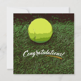 Tennis racket and ball on green felicitations