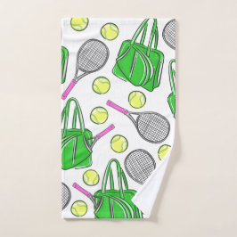 Tennis Racket Bag Ballen Preppy Groen Handdoek