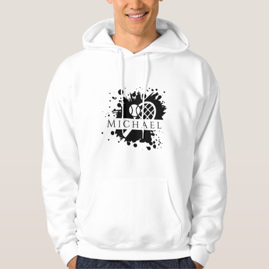 Tennis Racket Ball Ink Splash Speciaal Stijlvol Hoodie (Voorkant)