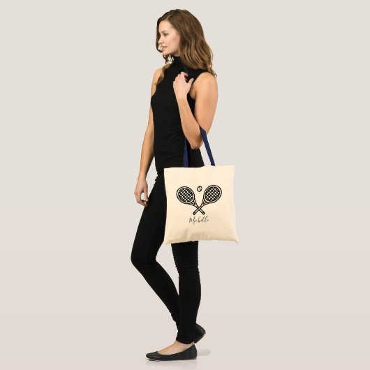 Tennis Racket Ball Jouw naam Tote Bag (Voorkant (model))