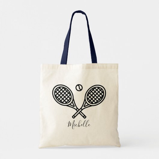 Tennis Racket Ball Jouw naam Tote Bag (Achterkant)