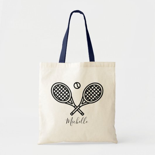 Tennis Racket Ball Jouw naam Tote Bag (Voorkant)