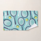 Tennis Racket Ball & Kinder Girls Name Pattern Blu Bad Handdoek (Handdoek)