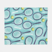 Tennis Racket Ball & Kinder Girls Name Pattern Cut Fleece Deken (Voorkant (Horizontaal))