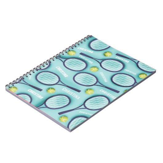 Tennis Racket Ball & Kinder Girls Name Pattern Cut Notitieboek (Linkerzijde)