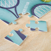 Tennis Racket Ball & Kinder Name Pattern Cute Spor Legpuzzel (Zijkant)