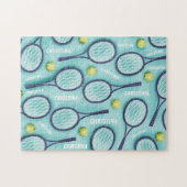 Tennis Racket Ball & Kinder Name Pattern Cute Spor Legpuzzel (Horizontaal)