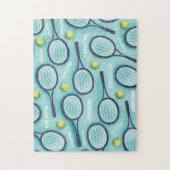 Tennis Racket Ball & Kinder Name Pattern Cute Spor Legpuzzel (Verticaal)