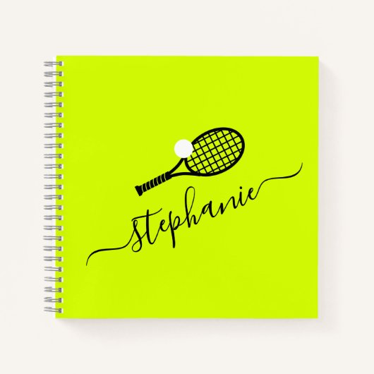 Tennis Racket & Ball Name Monogram op maat Notitieboek (Voorkant)