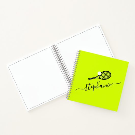 Tennis Racket & Ball Name Monogram op maat Notitieboek (Binnen)