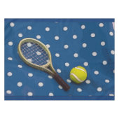 Tennis racket & ball on white polka punts blue tafelkleed (Voorkant (Horizontaal))