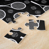 Tennis Racket Ball Pattern Initiaal & Name Monogra Legpuzzel (Zijkant)