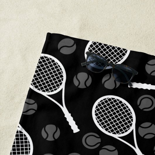 Tennis Racket Ball Pattern Initiaal & Name Monogra Strandlaken (In situ)