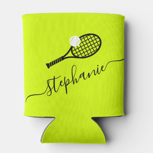 Tennis Racket & Ball Player-naam op maat Blikjeskoeler (Achterkant)