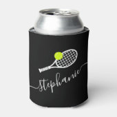 Tennis Racket & Ball Player Name Custom Team Blikjeskoeler (Blikje Voorkant)