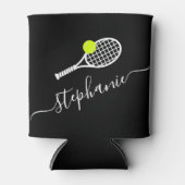 Tennis Racket & Ball Player Name Custom Team Blikjeskoeler (Voorkant)