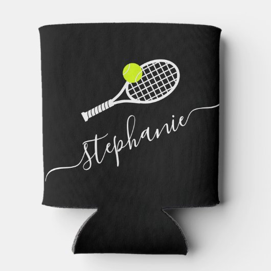 Tennis Racket & Ball Player Name Custom Team Blikjeskoeler (Achterkant)
