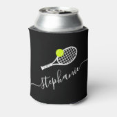 Tennis Racket & Ball Player Name Custom Team Blikjeskoeler (Blikje Achterkant)