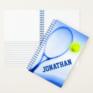 Tennis racket, blauw notitieboek