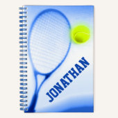 Tennis racket, blauw notitieboek (Voorkant)