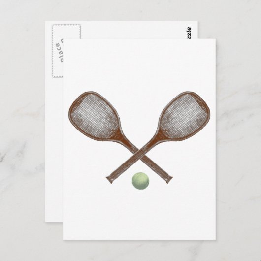 tennis racket en bal briefkaart (Voorkant / Achterkant)