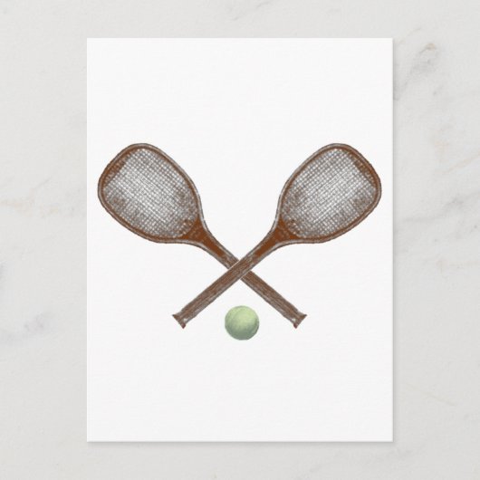tennis  racket en bal briefkaart (Voorkant)