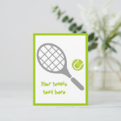 Tennis racket en bal custom verticaal briefkaart (Staand voorkant)