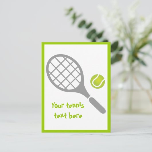 Tennis racket en bal custom verticaal briefkaart (Staand voorkant)