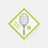Tennis racket en bal grijs, groen modern custom servetten (Hoek)