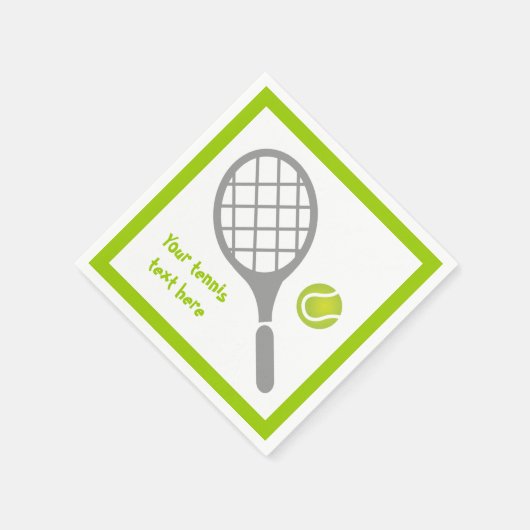 Tennis racket en bal grijs, groen modern custom servetten (Hoek)