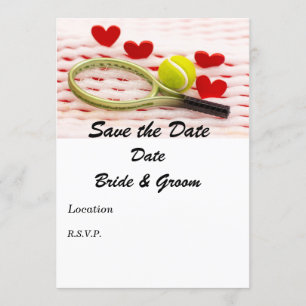 Tennis racket en bal met liefde kaart